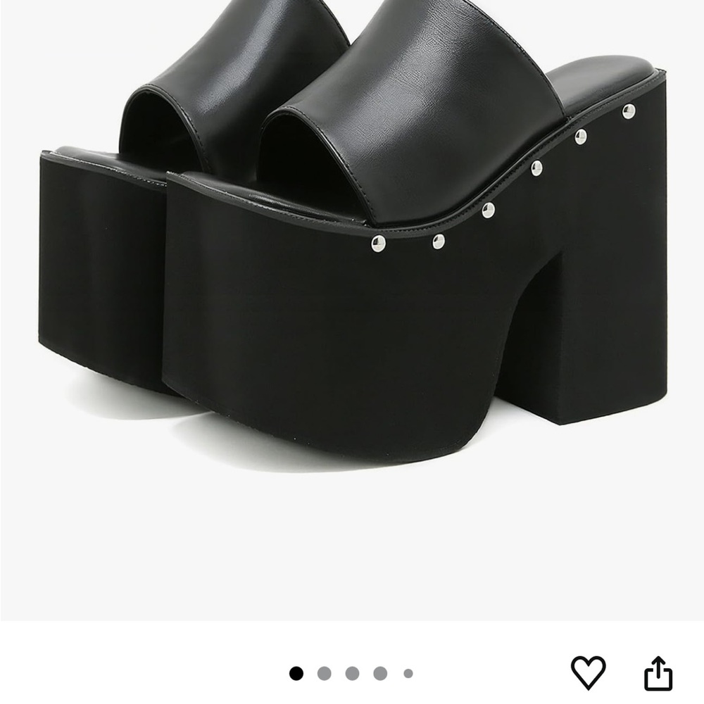 Black Platform Slide Mules - Women Size 9 Chinese Size 41 - Picture 7 of 13